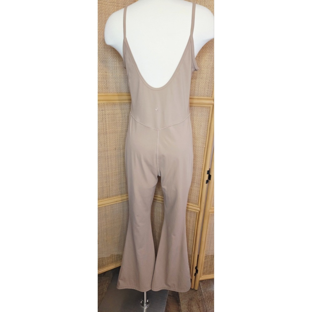 JoyLab Womens Latte Flare Long Bodysuit Tan Athleisure Yoga Jumpsuit Large - Picture 4 of 7